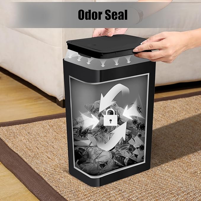 TIPGO Bathroom Trash Can with Lid, 10 Liter/ 2.6 Gallon Slim Garbage Can - Image 5