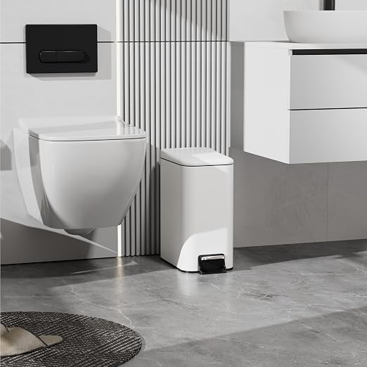 Small Trash Can with Lid Soft-Close, 6 L/1.6 Gal Bathroom Garbage Can with - Image 3