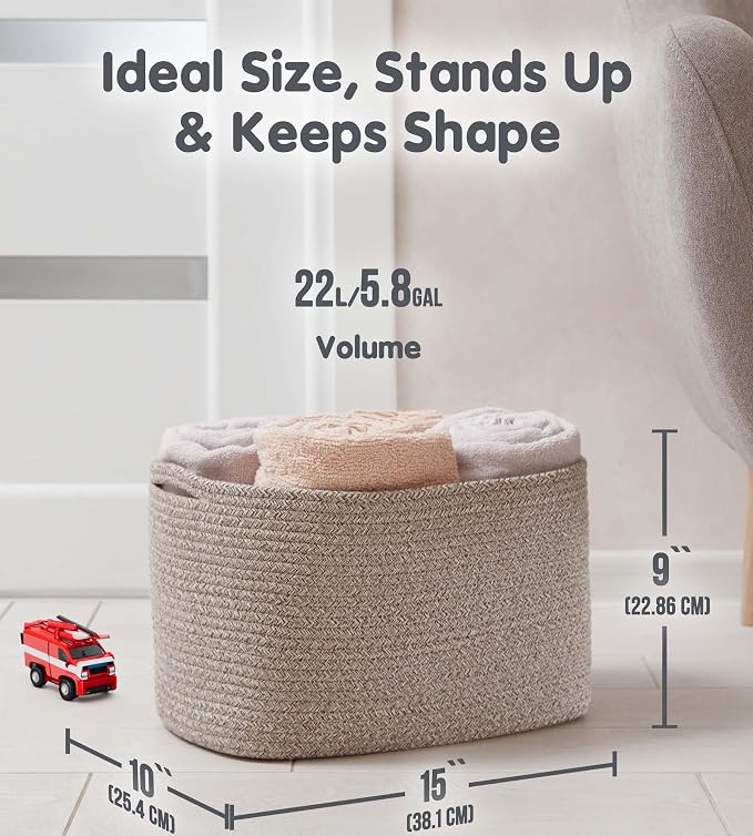 CHAT BLANC Cotton Rope Baskets for Organizing | Storage Baskets for Shelves | - Image 4