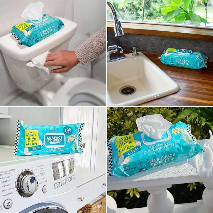 Single Surface Wipes with Bleach, Thick & Large Dispose, All-Purpose Cleaner - Image 4