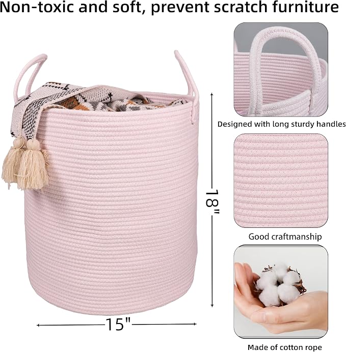 Cotton Rope Laundry Basket Hamper - Image 2