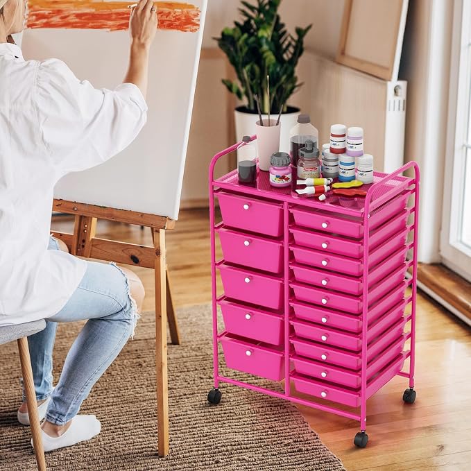 GOFLAME 15-Drawer Rolling Storage Cart, Utility Cart - Image 8