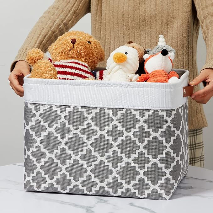 DULLEMELO Foldable Nursery Storage Baskets Canvas Storage Bins - Image 7