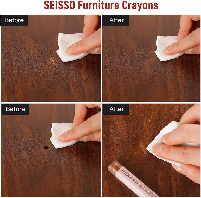 SEISSO Wood Filler Sticks- 6 Pcs, Furniture Repair Wax Crayons, Furniture - Image 5