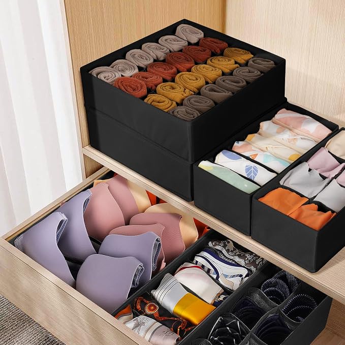 12 Pack Drawer Organizers, 116 Compartments Fabric Foldable Dresser Drawer - Image 5
