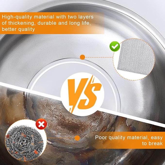 20 Pcs New Upgrade 3-Layer Metal Dish Cloth, No Scratches Wire Cleaning Cloth - Image 6