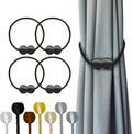 Hion Magnetic Curtain Tiebacks 4 Pack, Nickel-plated Metal and Polyester by Hion