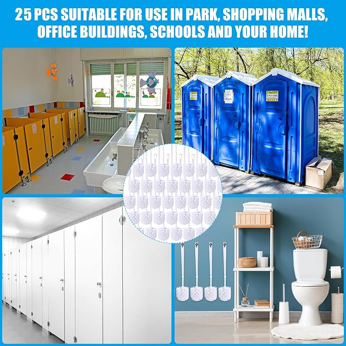 Mimorou 25 Pcs White Toilet Brush, Bathroom Toilet Bowl Brush, Soft Bristle - Image 5