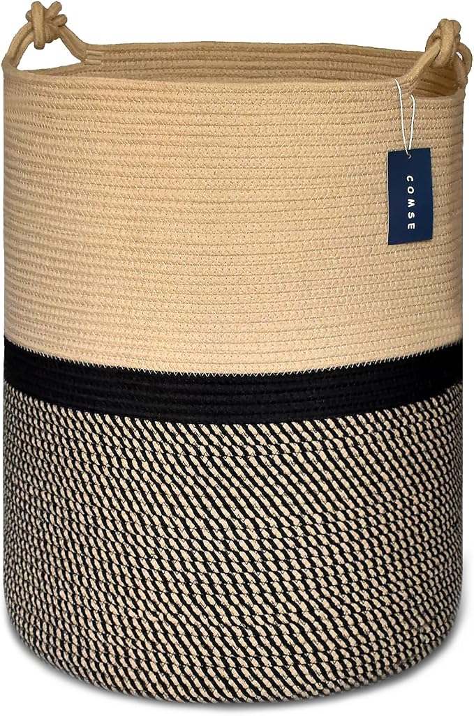 COMSE Extra Large Blanket Basket, Tall Woven Storage Basket, Nursery Hamper by COMSE