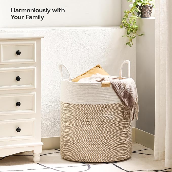 80L Laundry Hamper Basket, Baby Nursery Woven Storage Basket - Image 2