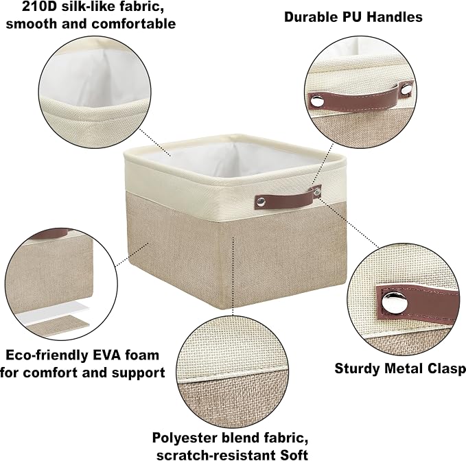 SIMPLE HOUSEWARE Large Fabric Storage Bin, 3 Pack - Image 4