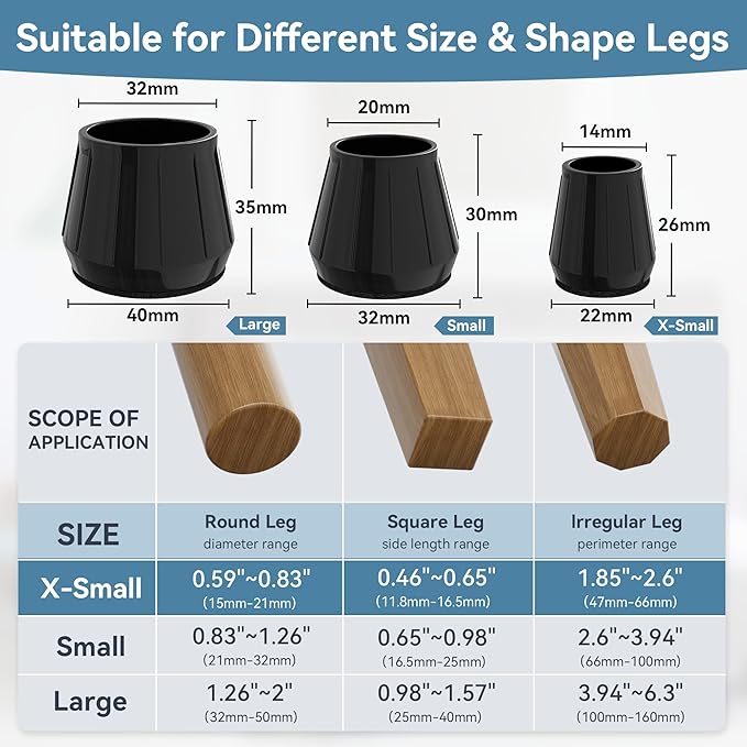 24PCS Extra Small Silicone Chair Leg Floor Protectors - Image 3