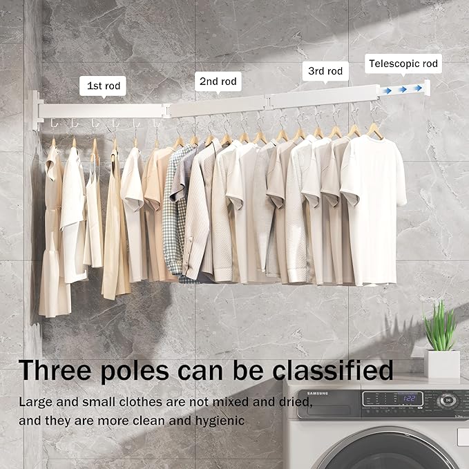 Clothes Drying Rack Wall Mounted, Drying Rack Clothing, Laundry Drying Rack - Image 6