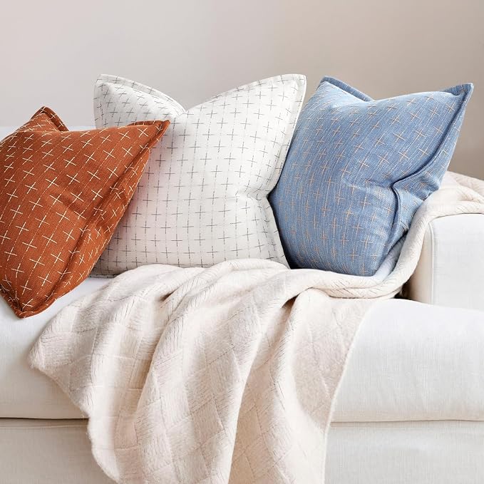 ZWJD Pillow Covers 24x24 Set of 2 Soft Fall Decor Polyester Textured Pillow - Image 4