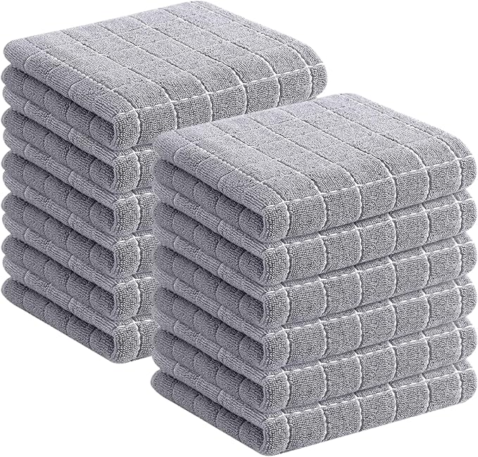 Homaxy 100% Cotton Terry Kitchen Towels, Checkered Designed, Soft and Super by Homaxy