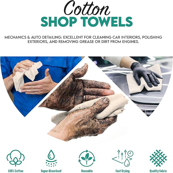 ZUPERIA Cotton Shop Towel – Multipurpose Cleaning Cloths Reusable Shop Rags - Image 6