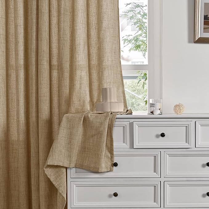 YoungsTex Burlap Linen Semi Sheer Curtains 72 Inch Length - Image 8