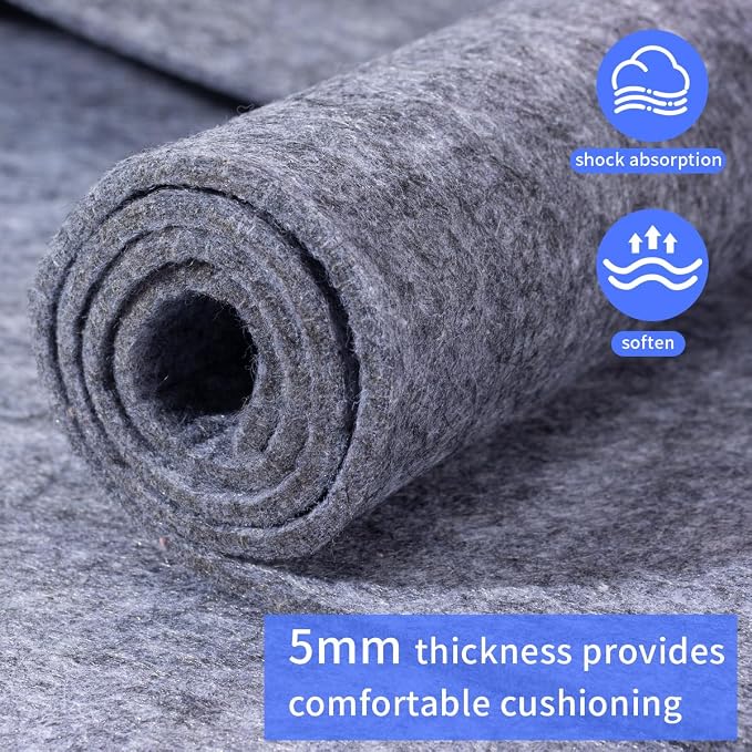 Felt Rug Pad, 4x6 Ft Extra Large Area Cushioned Carpet Liner, Thick Felt Pads - Image 3