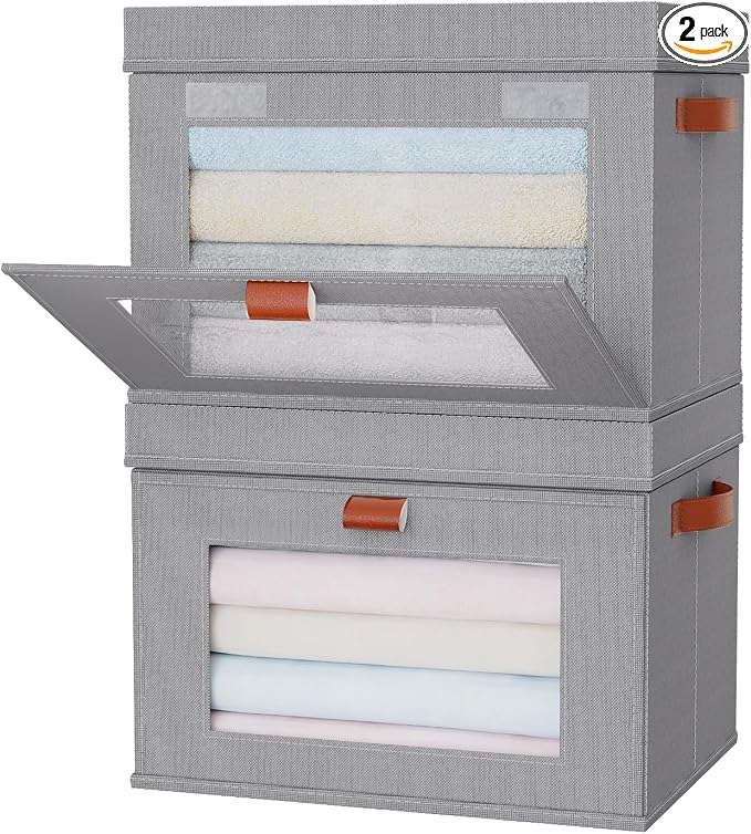 Large Storage Bins with Lids, Stackable&Collapsible Closet Storage Bins by Unknown