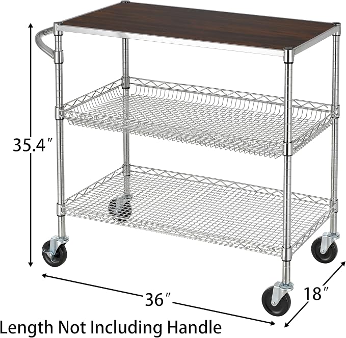 Finnhomy 3 Tier Heavy Duty Commercial Grade Utility Cart - Image 4