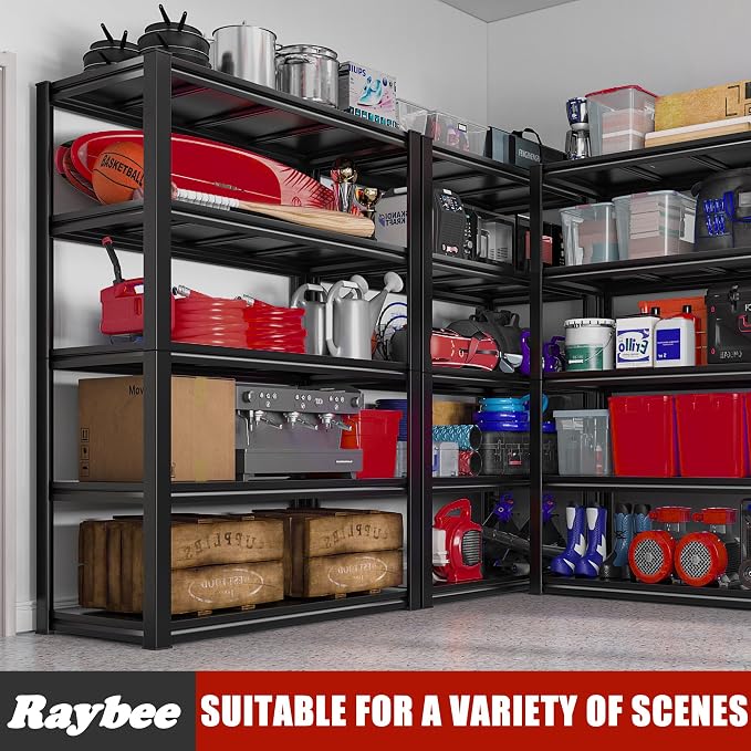 Raybee Garage Shelving 2000LBS Storage Shelves Adjustable Metal Shelves 5 Tier - Image 3