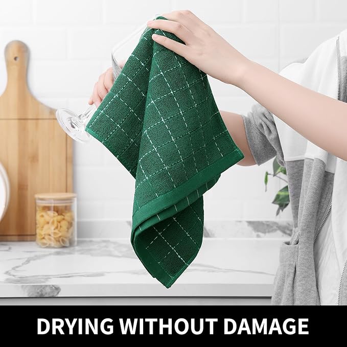 Homaxy 100% Cotton Terry Kitchen Towels, Checkered Designed, Soft and Super - Image 4