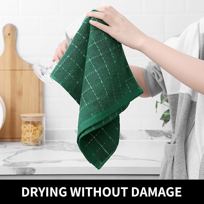 Homaxy 100% Cotton Terry Kitchen Towels, Checkered Designed, Soft and Super - Image 4