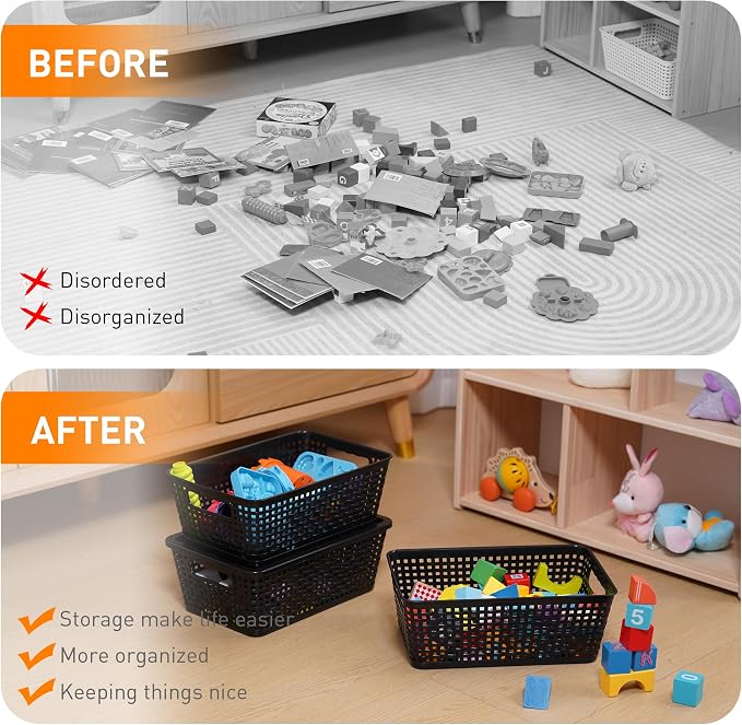 Plastic Storage Baskets With Lid, Storage Bins - Image 5