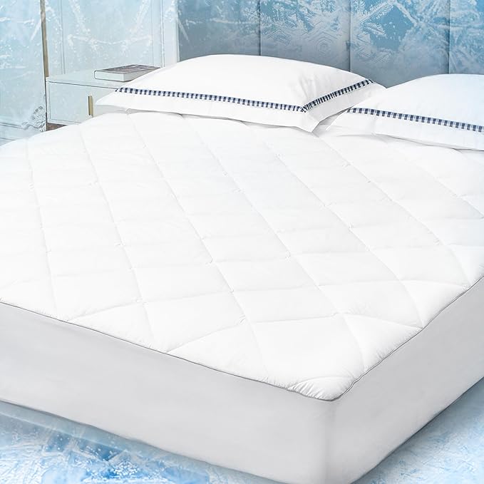 Sunflower Cooling Quilted Mattress Protector, Mattress Pad King Chill Soft by SunflowerHometexUS
