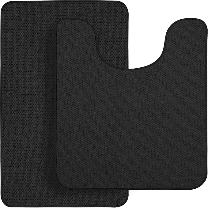 Bathroom Rugs Set 2 Pieces, Thin Bathroom Mats, Toilet Rugs, Quick Dry by BosapDirect