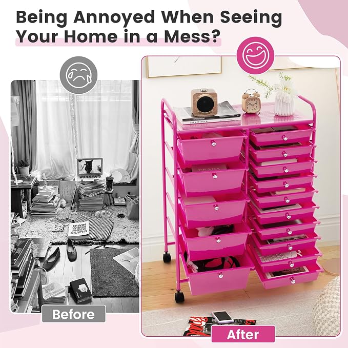 GOFLAME 15-Drawer Rolling Storage Cart, Utility Cart - Image 7