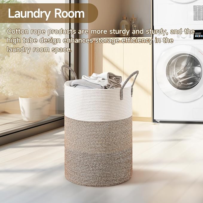 CLHMILY&Z 80L Laundry Basket Round Storage Rope Basket - Image 2