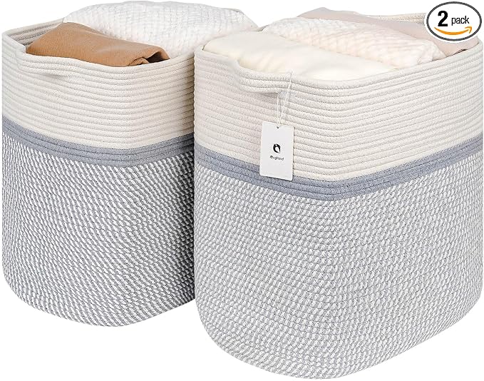 Storage Baskets for Clothes Fabric Cotton Rope Storage Basket by Laughbird