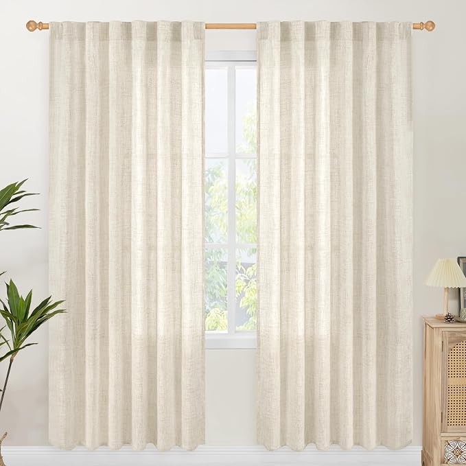 YoungsTex Linen Semi Sheer Curtains 78 Inch Length by YoungsTex