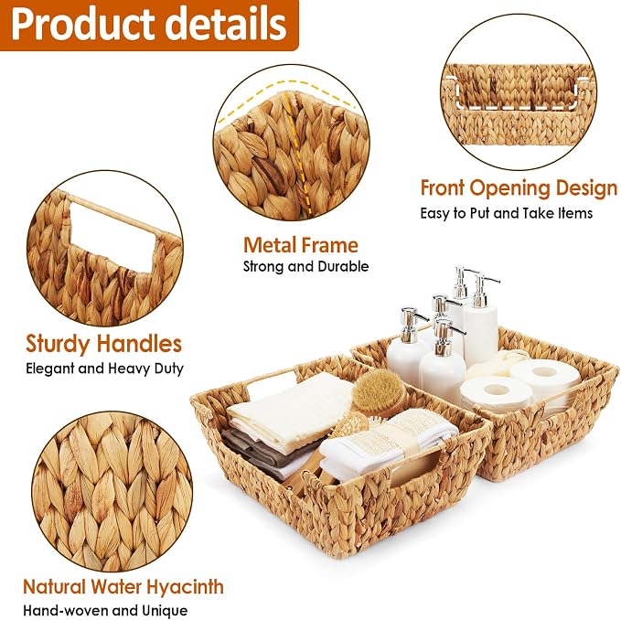 Water Hyacinth Wicker Basket 2 Pack - Image 3