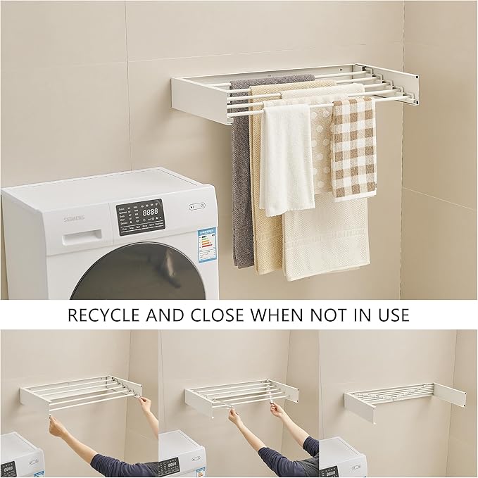 JOOM Laundry Drying Rack Collapsible, Wall Mounted Clothes Drying Rack - Image 6