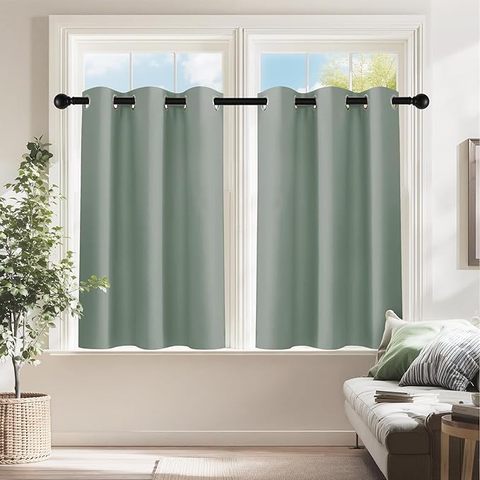 PONY DANCE Sage Green Small Curtains by PONYDANCE
