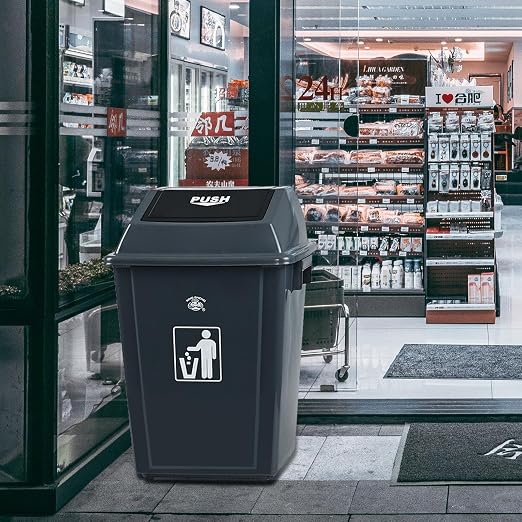 4 Packs 13 Gallon Commercial Heavy-Duty Trash/Garbage Can, Swing Lid Waste - Image 4