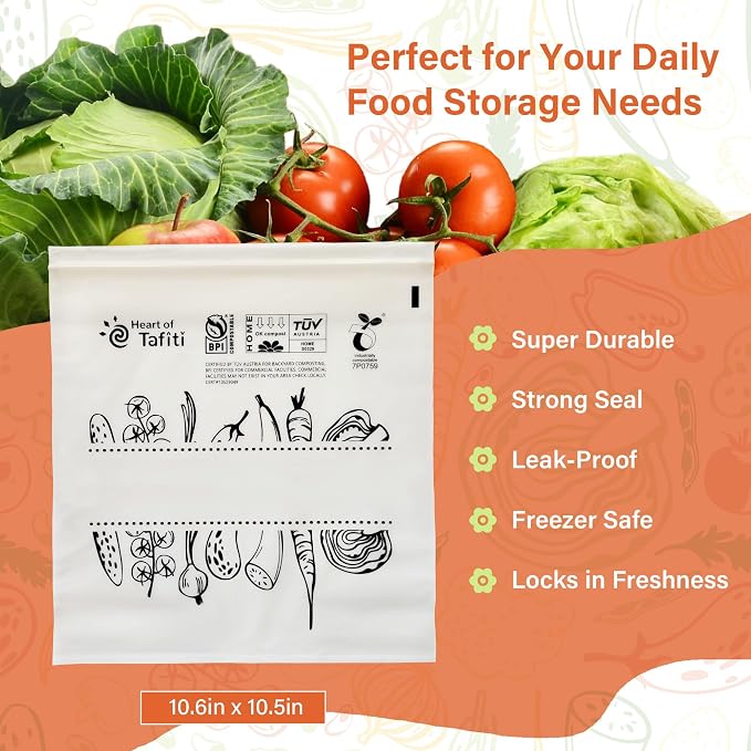 Compostable Food Storage Bags 110 Count, Extra Thick and Reusable, Eco-Friendly - Image 7