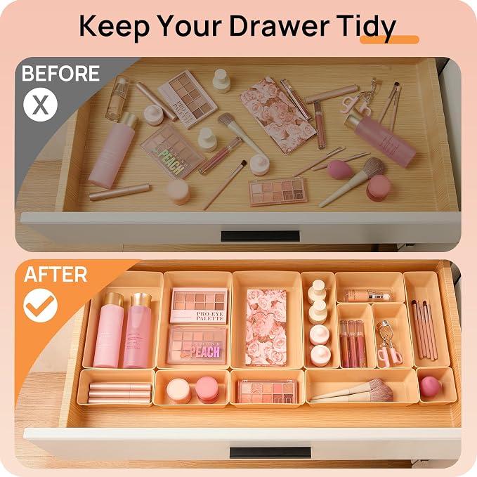 Vtopmart 25 PCS Plastic Drawer Organizers Set, 4-Size Versatile Bathroom and - Image 3