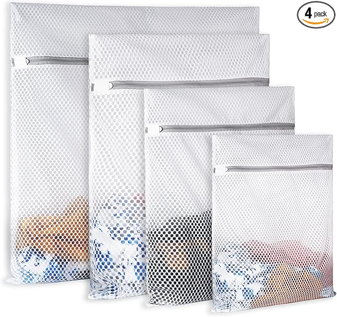 4Pcs Durable Honeycomb Mesh Laundry Bags by SUERIV