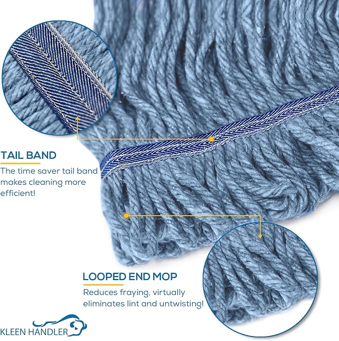 KLEEN HANDLER HEAVY DUTY Commercial Mop Head Replacement, Wet Industrial Cotton - Image 8