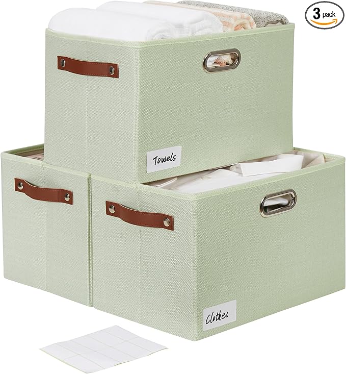 Large 3-Pack Foldable Fabric Storage Bins by Bagnizer