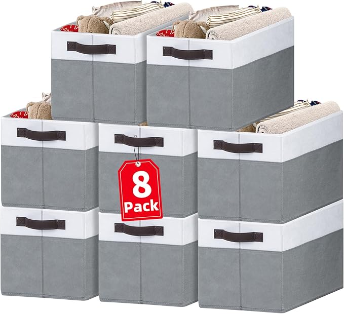 Criusia Large Storage Baskets 8 Pack Versatile Fabric Storage Bins by Criusia