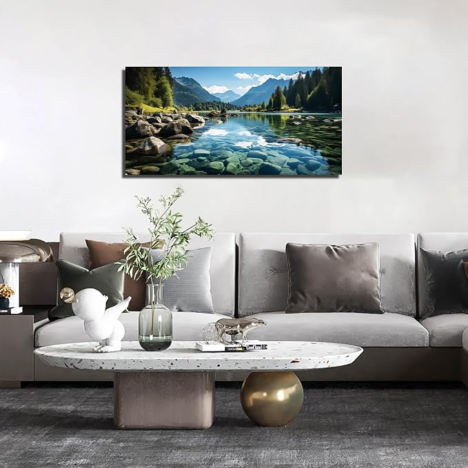 GUGIKA Landscape Wall Art for Living Room, Mountain and Lake Wall-Decor for - Image 2