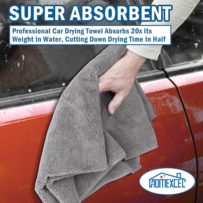 HOMEXCEL Professional Large Microfiber Car Drying Towels 2 Pack, Lint Free - Image 4