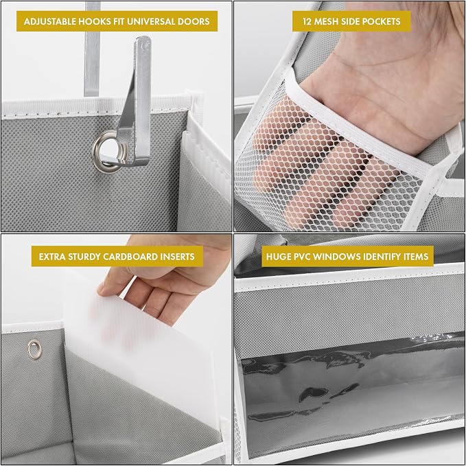 HOMELUX THEORY 1 PC Heavy Duty Over the Door Organizer 55x14x6.7, 6 Large Front - Image 7