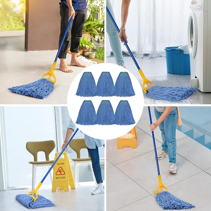 Matthew Cleaning 20oz 6Pack Cotton Floor Mop, Cotton Looped-Open String Heavy - Image 4