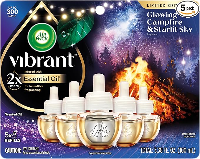 Air Wick Plug In Vibrant Scented Oils Refills, Campfire & Starlit Sky, 5 ct by AirWick