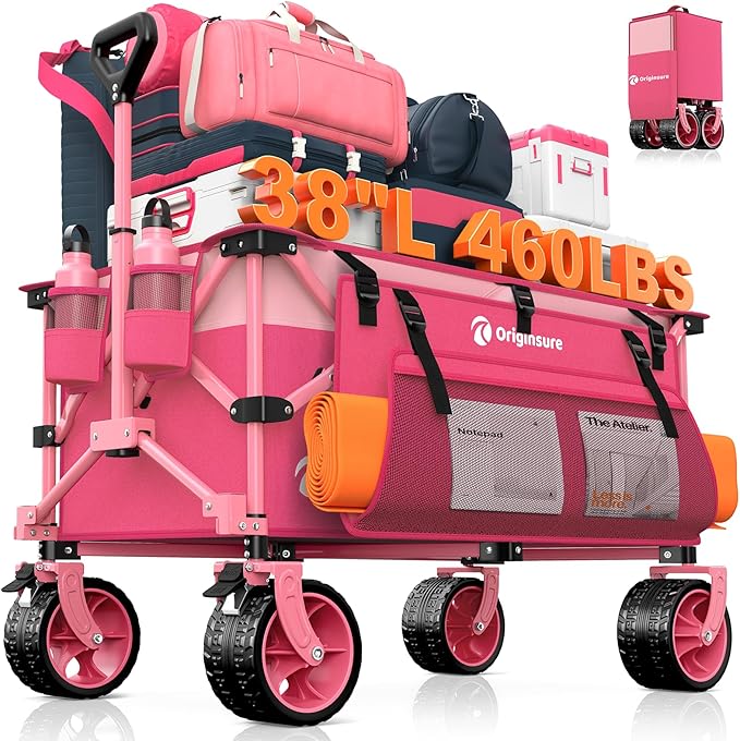 220L Collapsible Wagon Cart Foldable, 460lbs Load Capacity Heavy Duty Folding by Unknown